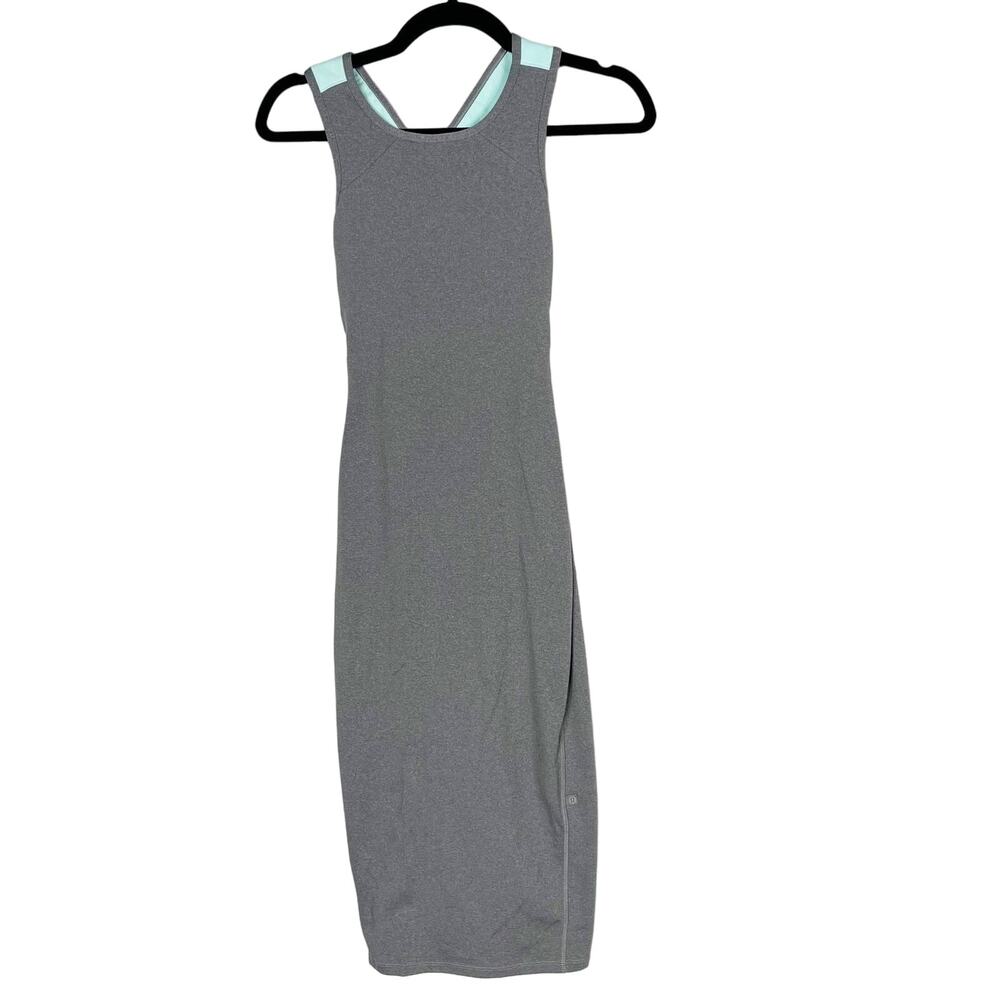 Lululemon Size 2 Picnic Play Dress Heathered Slate Gray Tranquil Blue Crisscross